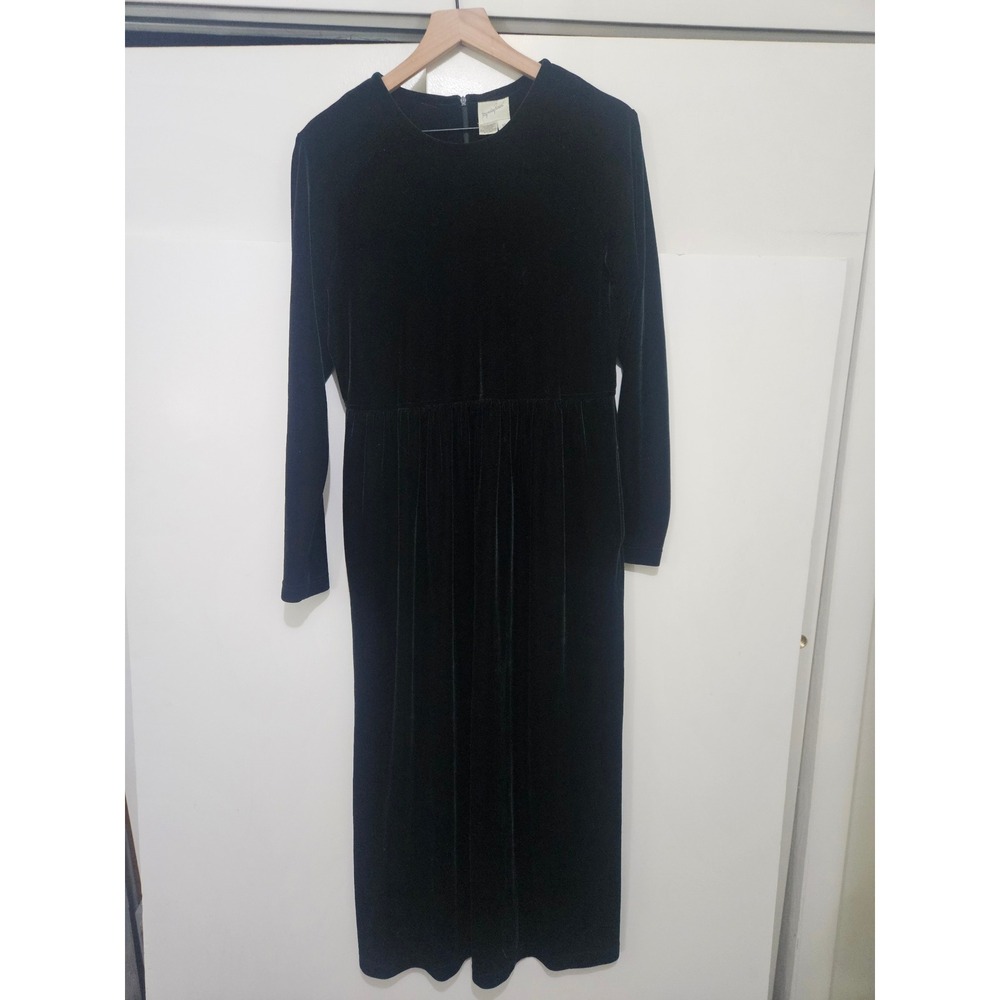Jacqueline Ferrar Vintage GreenVelvet Maxi Dress Long Sleeve Empire Waist 10